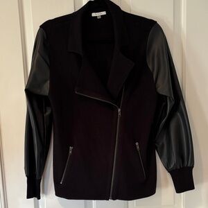 Sioni Black Jacket with Faux Leather Sleeves